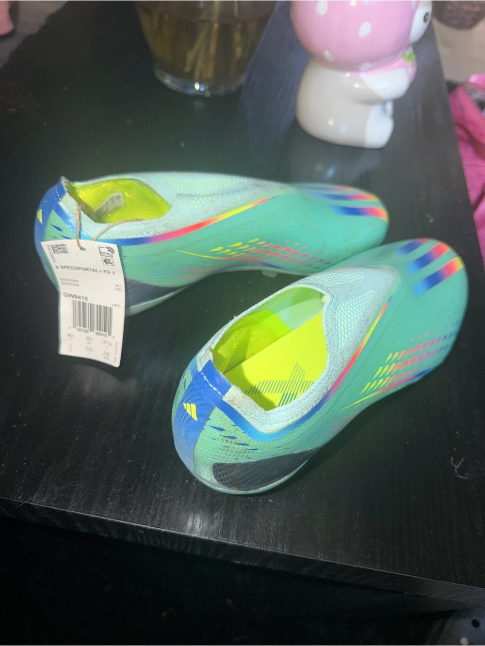 adidas Women's Slip-On Athletic Cleats in Teal and Neon Yellow